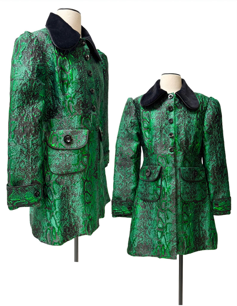 Lasha Coat- Green Snakeskin Lame
