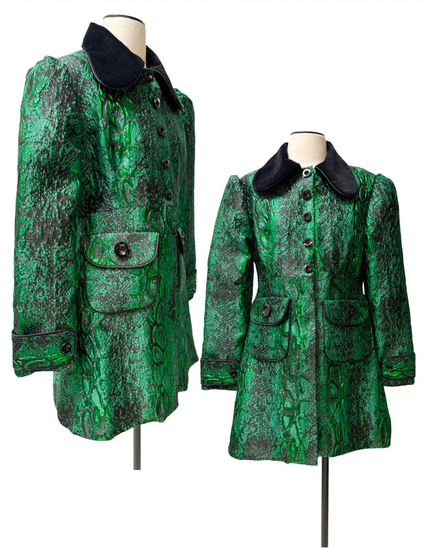 Lasha Coat - Green Snakeskin Lame