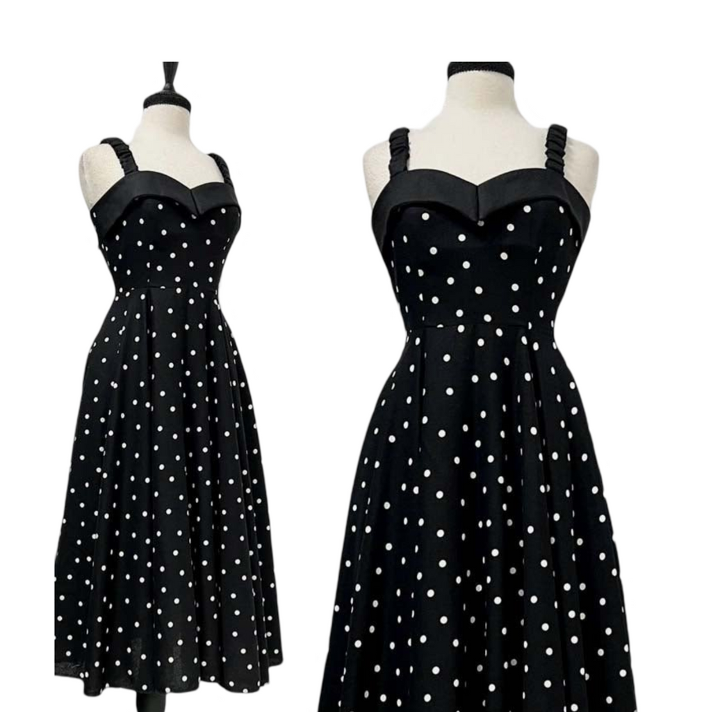 Laura Cocktail Dress - Polka Dot Linen