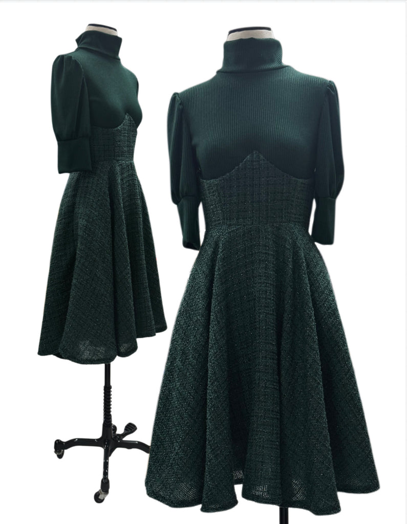 Abigail Skirt-Green Tweed