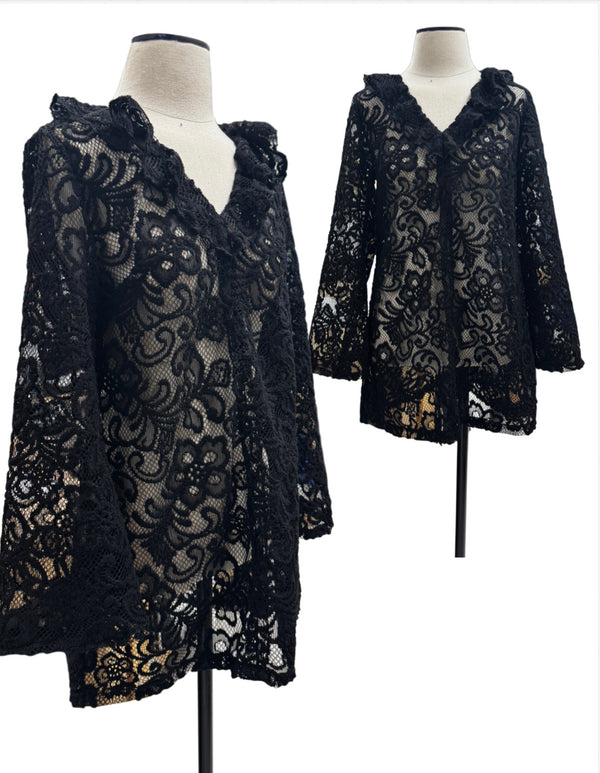 Nicole Mini Tunic Dress - Black Lace