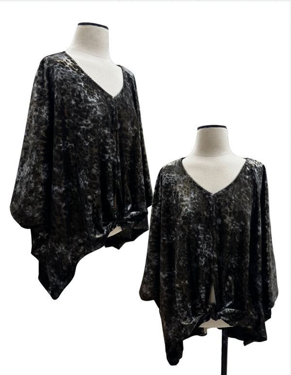 Ava Blouse- Leopard Print Velvet