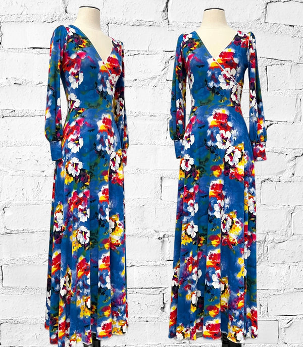 Robynne Maxi Dress - Blue Watercolour Floral