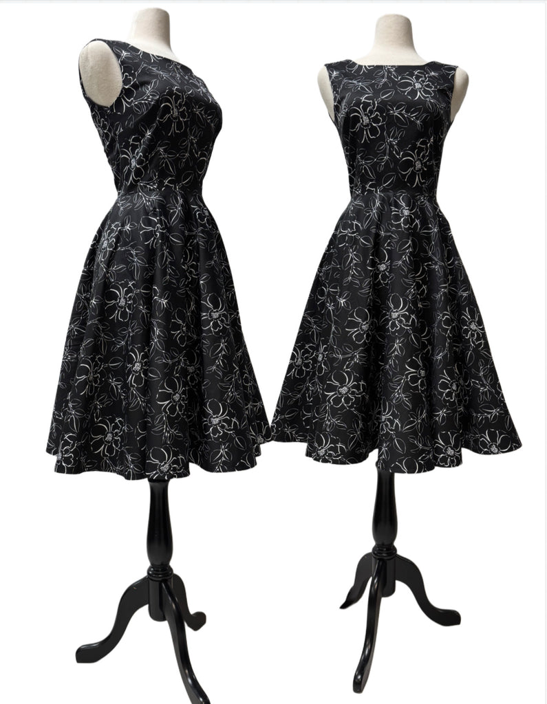Jenni Dress- Black & White Floral