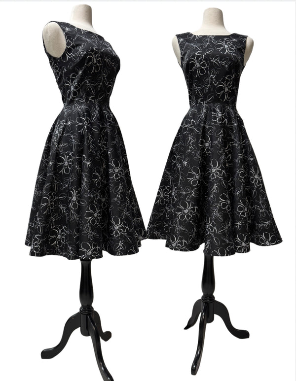 Jenni Dress- Black & White Floral