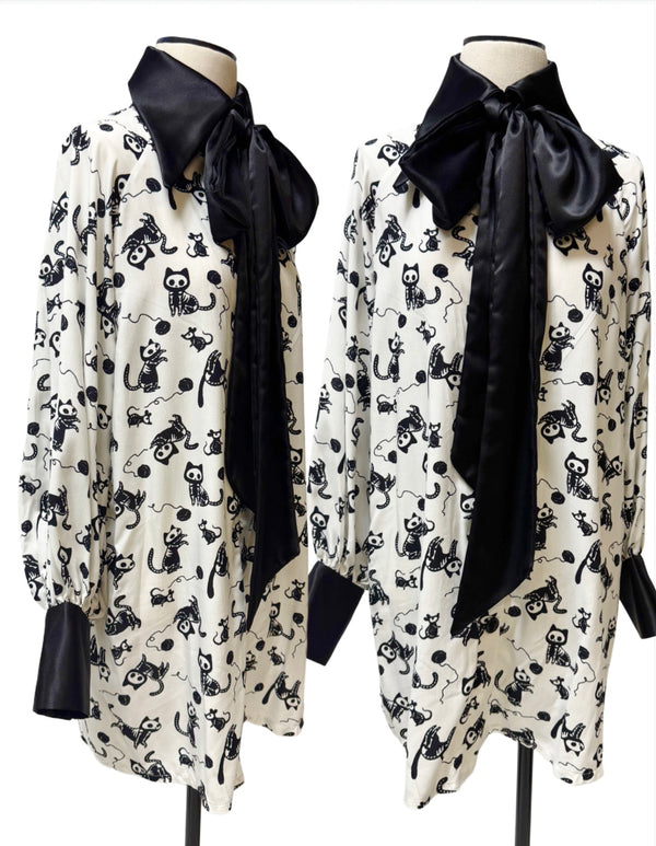 Reese Tunic Dress - Skeleton Cats