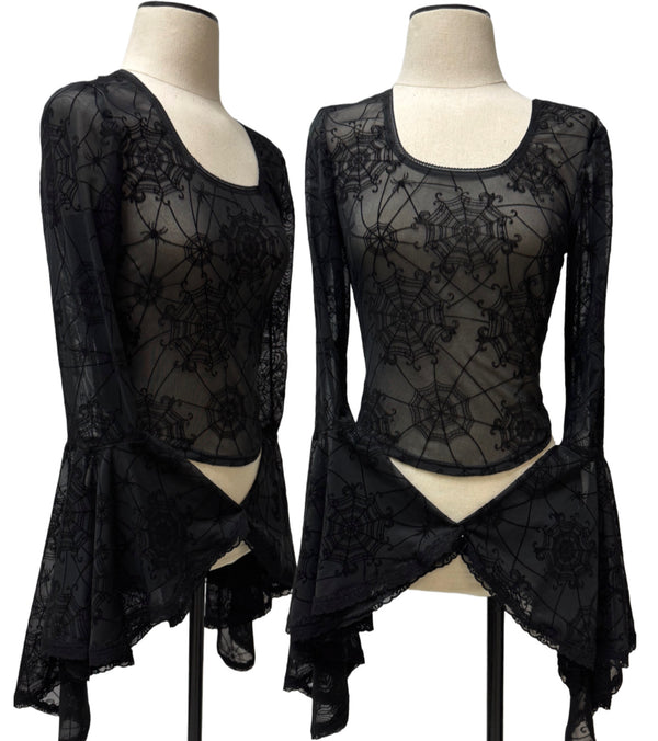Lydia Top-Spiderweb Print Mesh