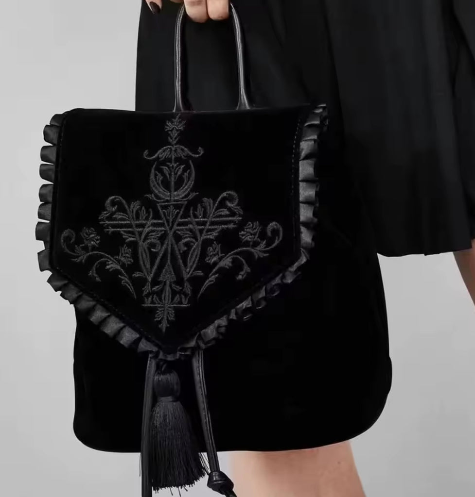 Velvet Knapsack - Black