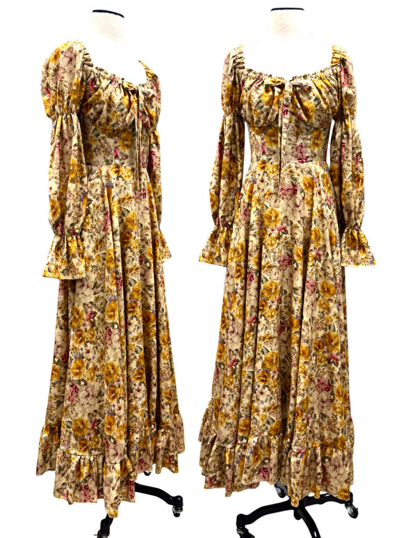 Abigail Gown-Antique Gold Floral Linen