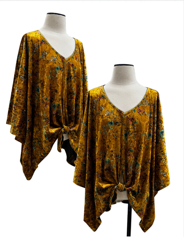 Ava Blouse- Gold Floral Velvet