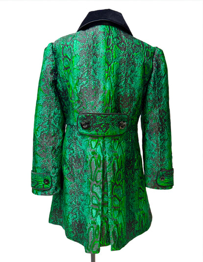 Lasha Coat - Green Snakeskin Lame – Blackbird Studios Canada