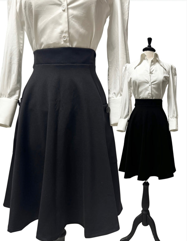 Tia Skirt - Black Ponte