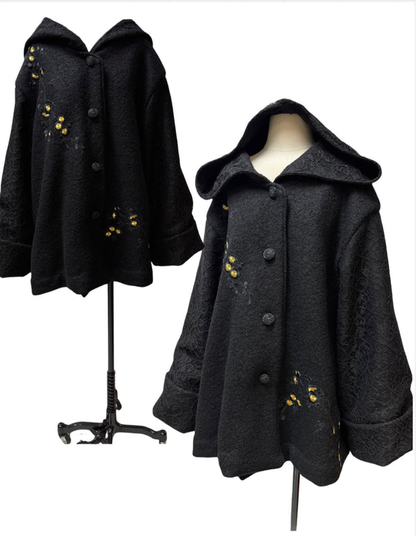 Adele Coat - Black Wool