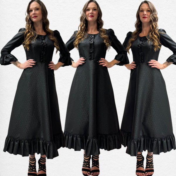 Valerie Dress - Black Brocade