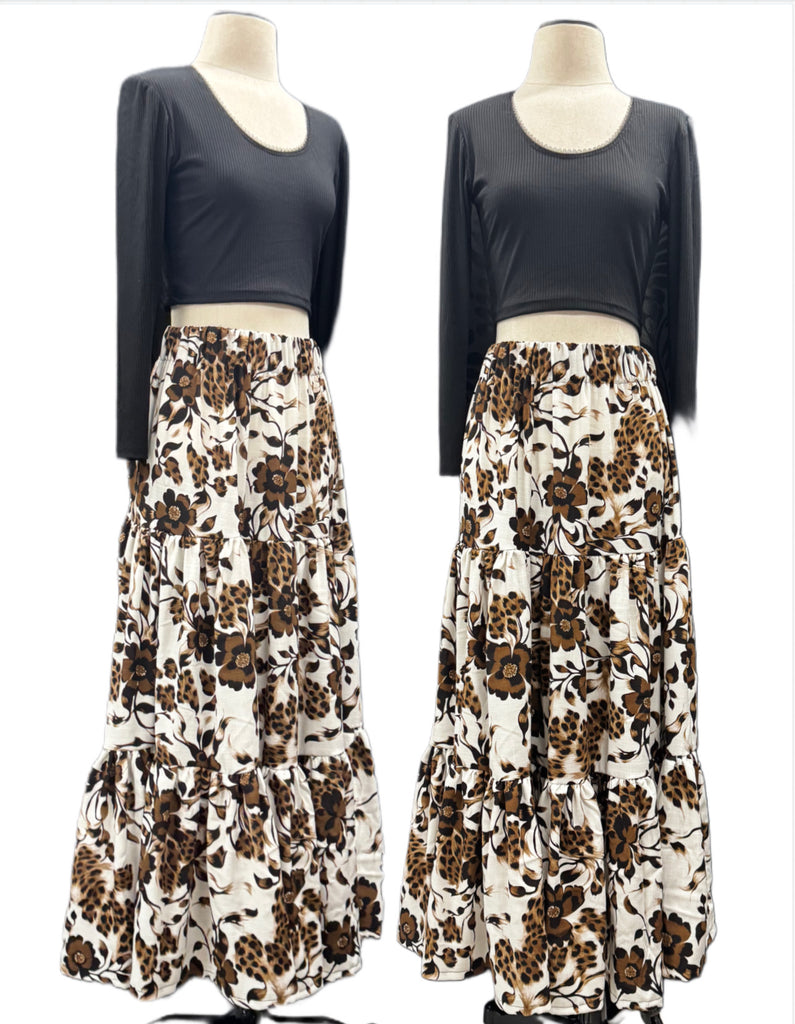 Stella Skirt - Floral Leopard Print