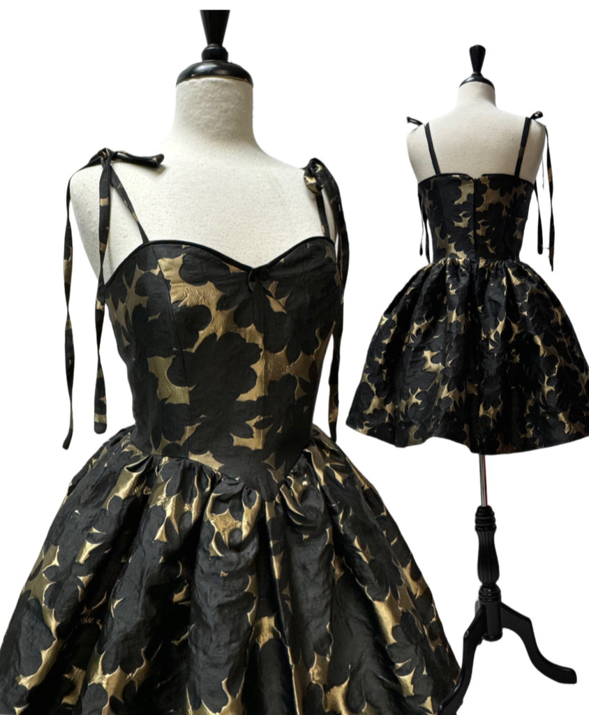 Brigit Dress - Black Rose Jacquard