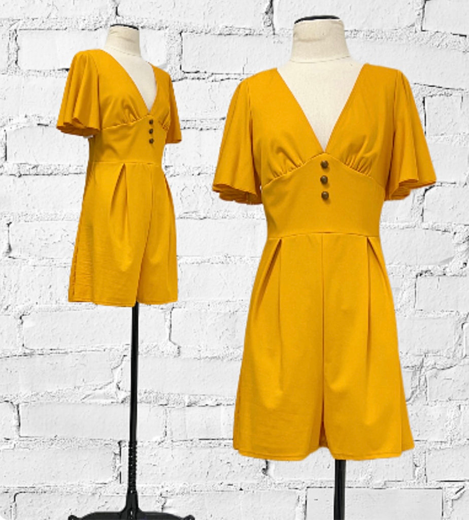 Siobhan Romper - Goldenrod Bamboo Knit