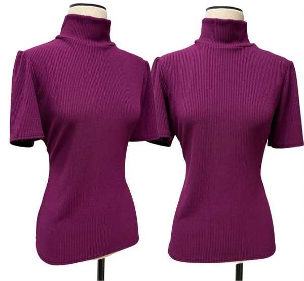 Turtleneck - Plum Ribbed Knit