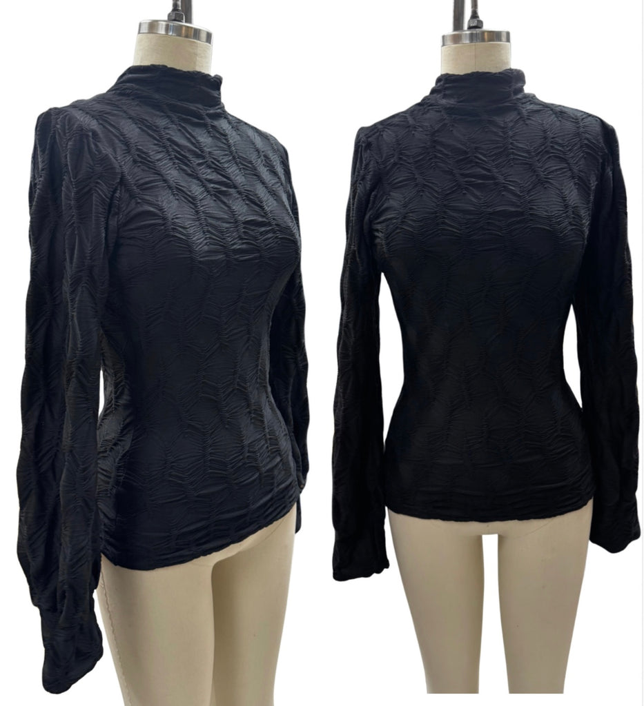 Ruby Top-Black Ruched Knit