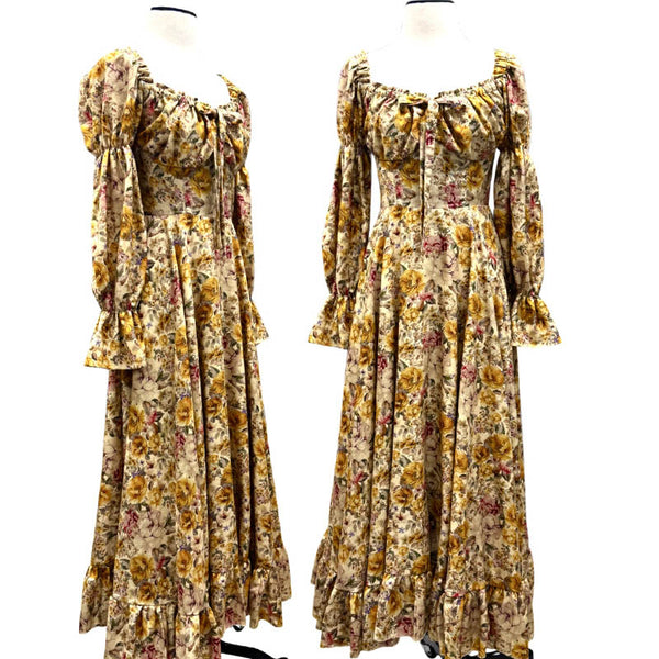 Abigail Gown - Antique Gold Floral Linen