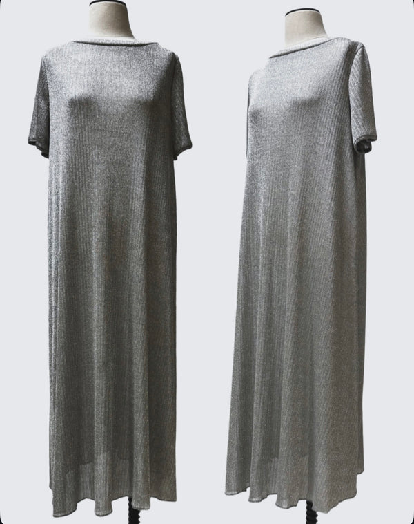 T-Shirt Dress - Metallic Silver