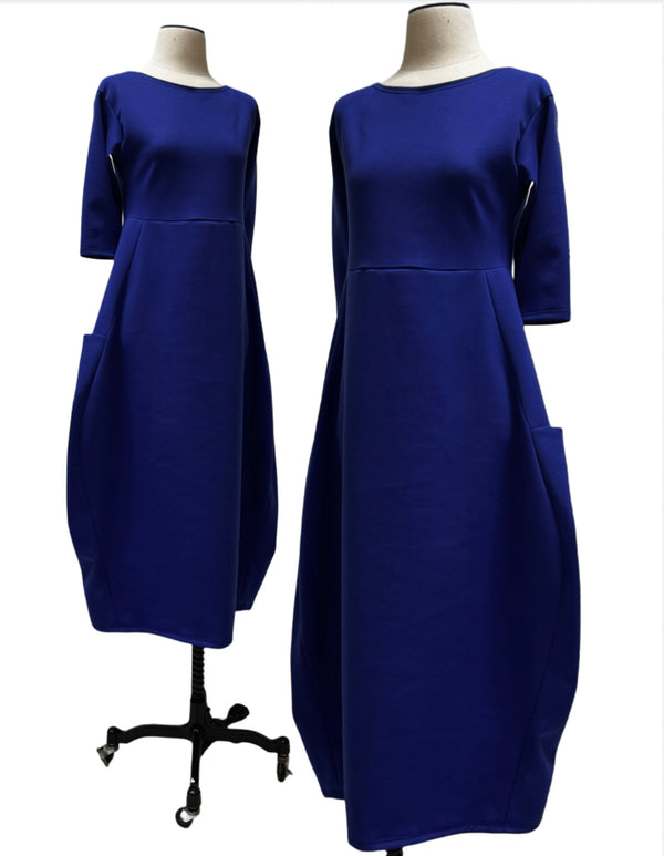 Ravena Dress - Blue Cotton Scuba