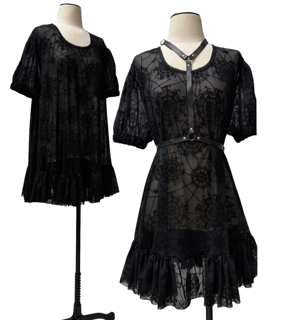 Molly Mini Tunic Dress - Spiderweb Mesh