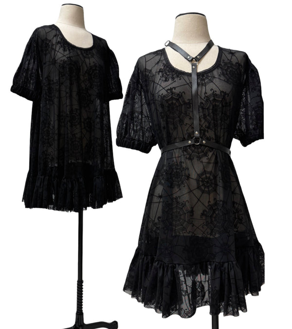 Molly Mini Tunic Dress - Spiderweb Mesh