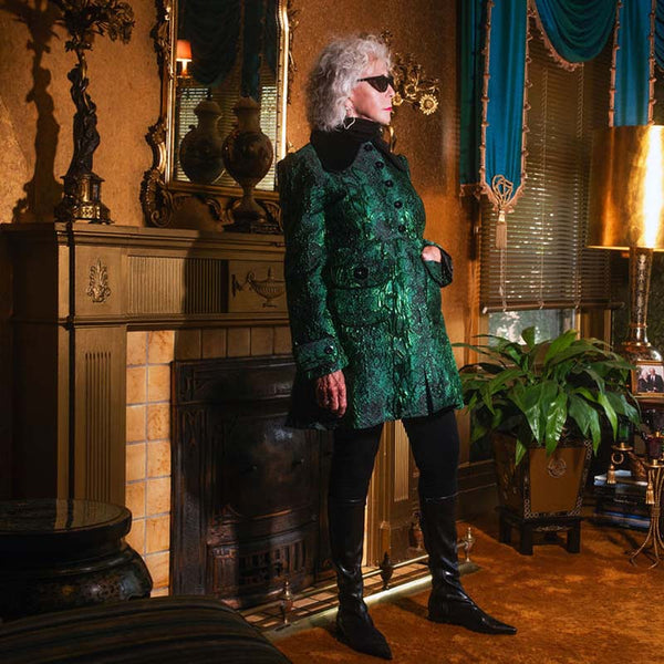 Lasha Coat - Green Snakeskin Lame