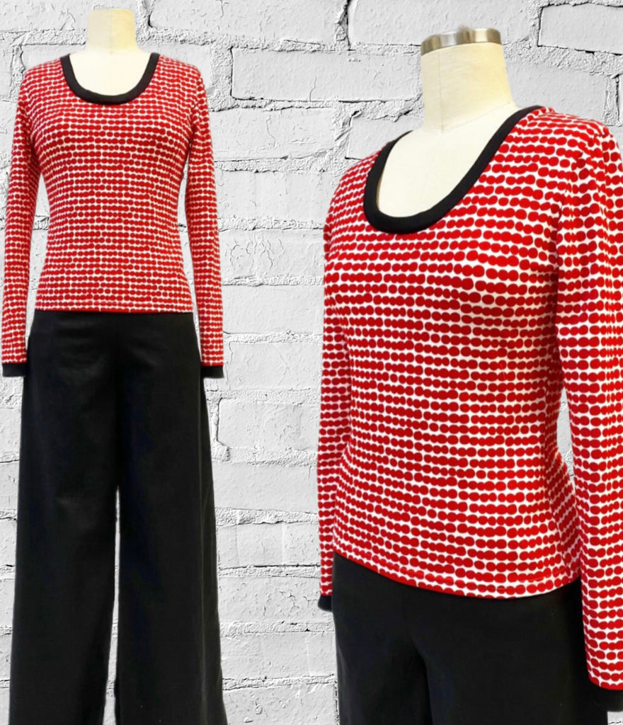 Alisha Long Sleeve - Red Perla Polka Dot