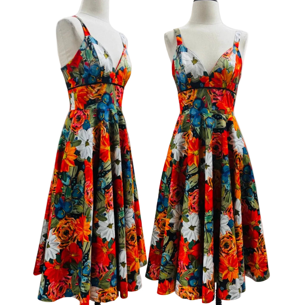 Summer Cotton Cocktail Dress is perfect for summer picnics, patio cocktails, weddings and walking along the beach