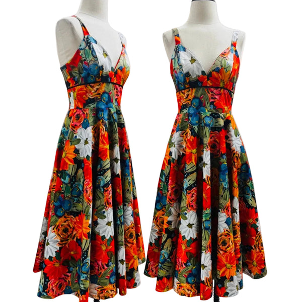 Summer Cotton Cocktail Dress is perfect for summer picnics, patio cocktails, weddings and walking along the beach