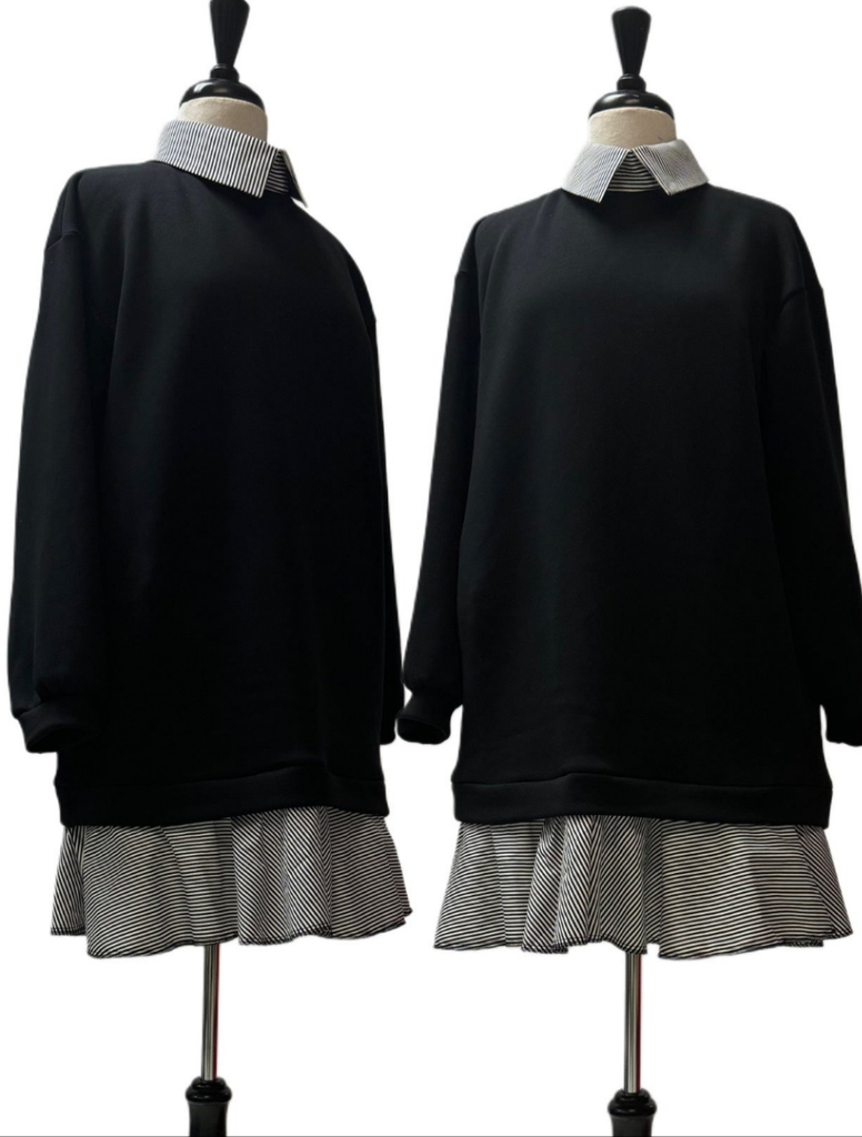 Wednesday Tunic - Black w/Pinstripe