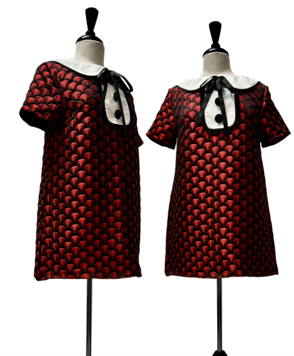 Nicole Dress - Red and Black Jacquard