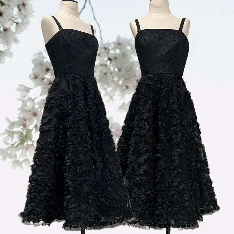 Laura Cocktail Gown - Black Ruffle