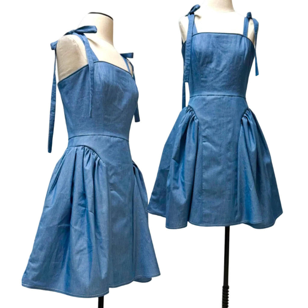 Blue Cotton Summer Dress in light weight denim.  