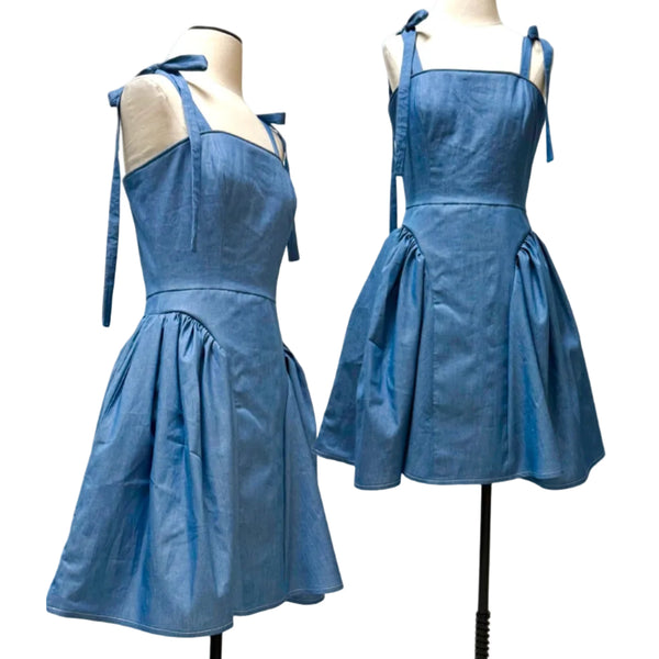 Blue Cotton Summer Dress in light weight denim.  