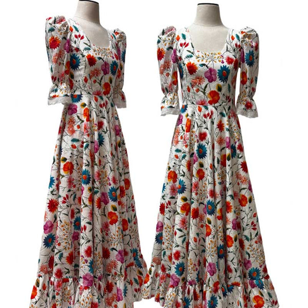Perfect Garden Party Dress!!  Lightweight floral eyelet with ruffle detail