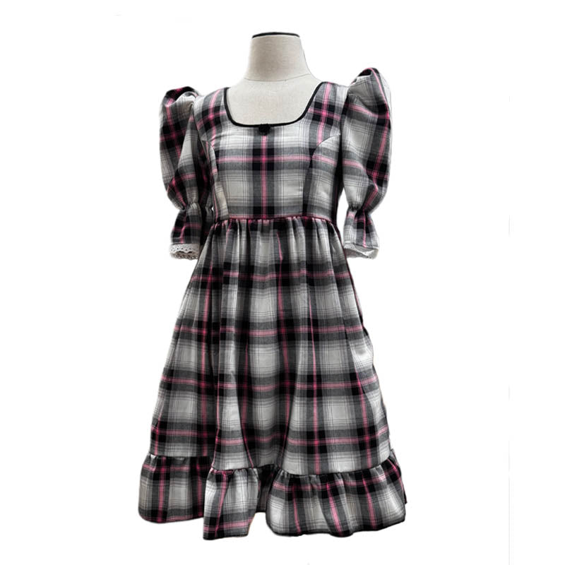 Pink and Black Plaid with accent