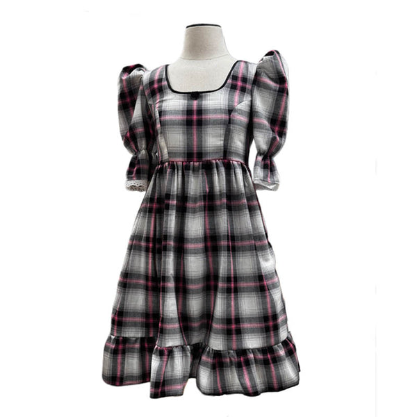 Pink and Black Plaid with accent