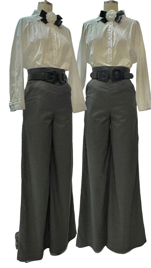 Ivy Pant - Charcoal Grey w/Gold Pinstripes