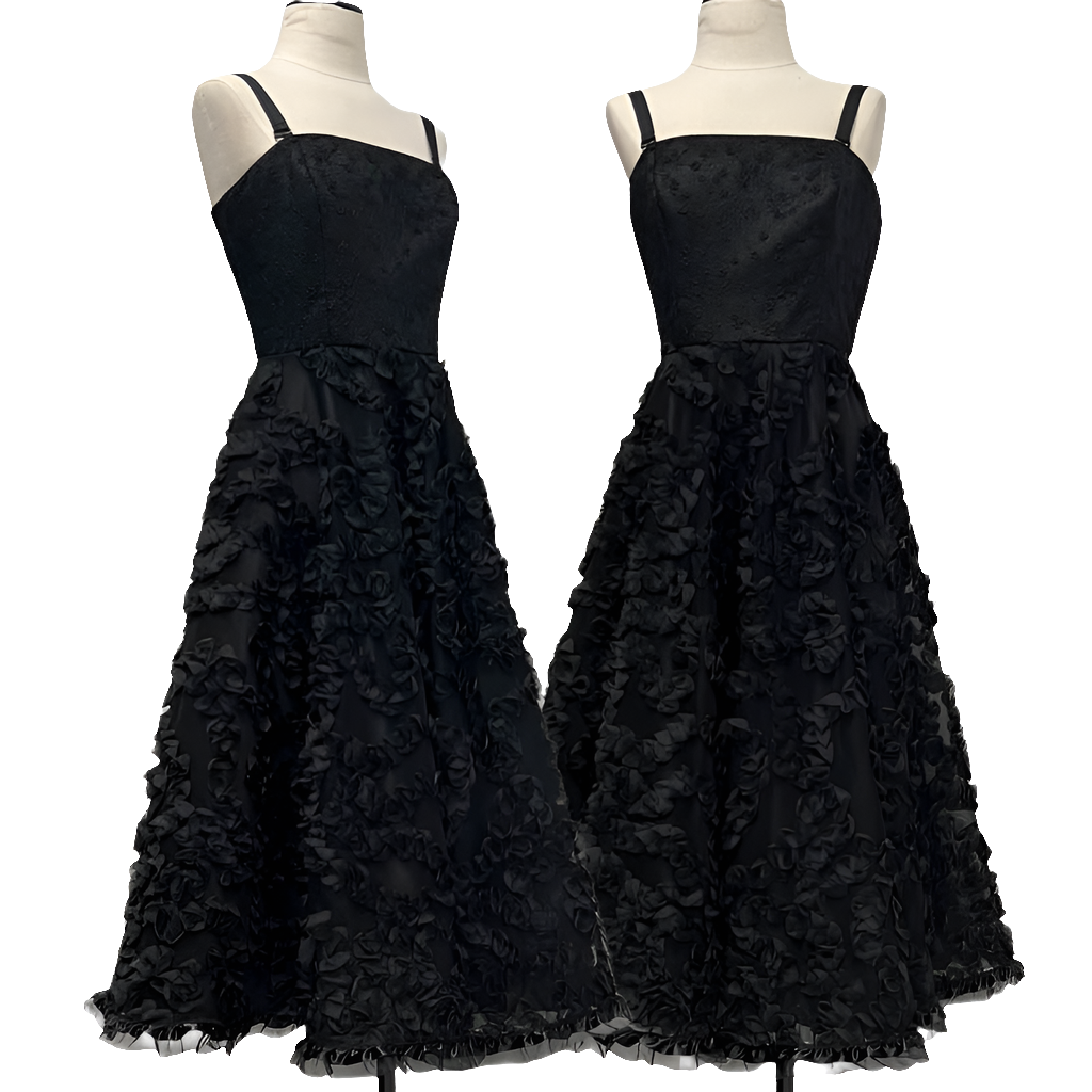 Laura Cocktail Gown - Black Ruffle