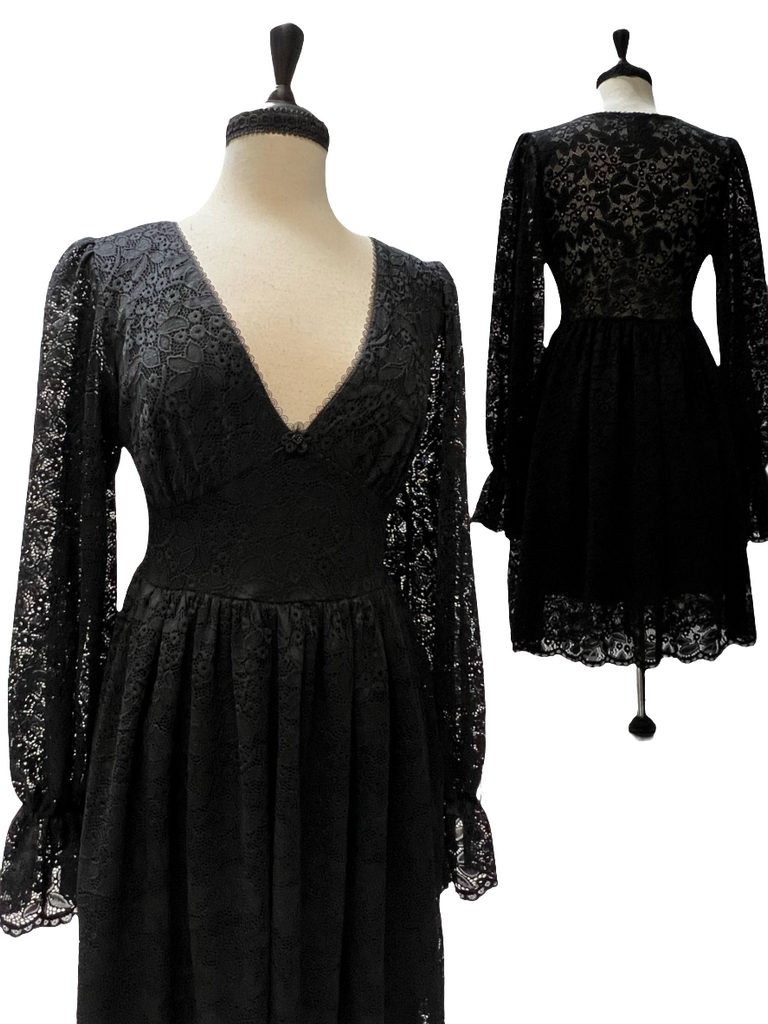 Siobhan Baby Doll Dress Black Lace M
