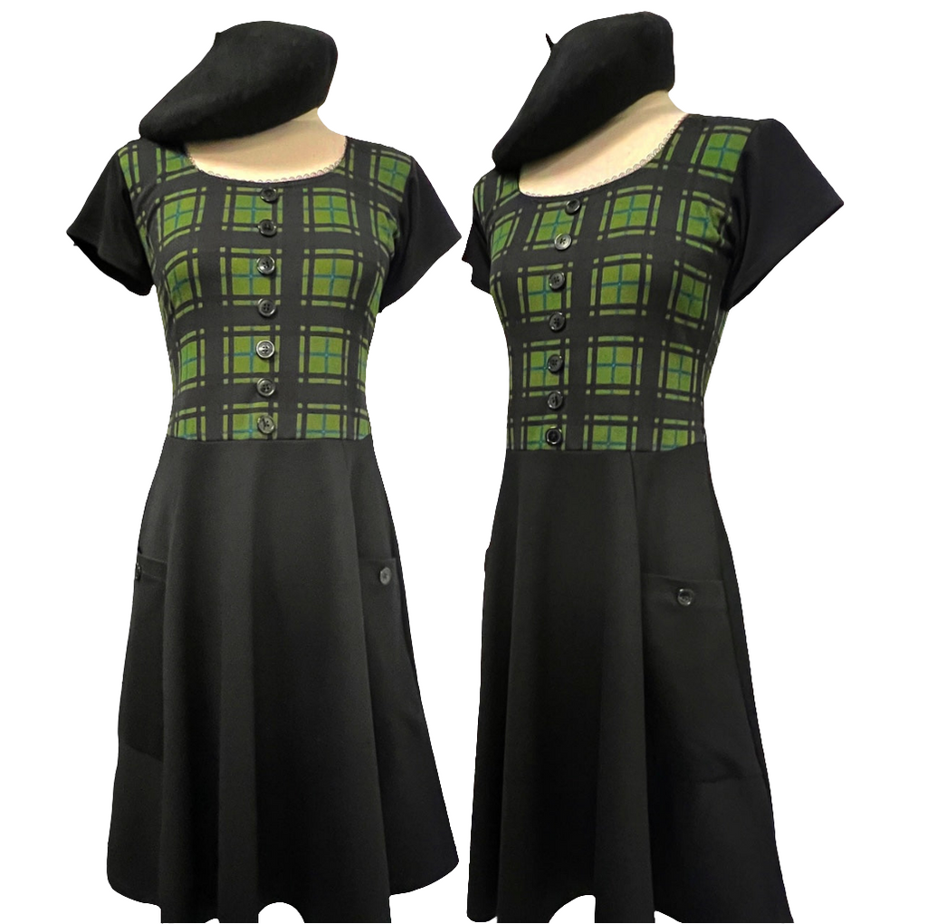 Tia Dress- Plaid & Black