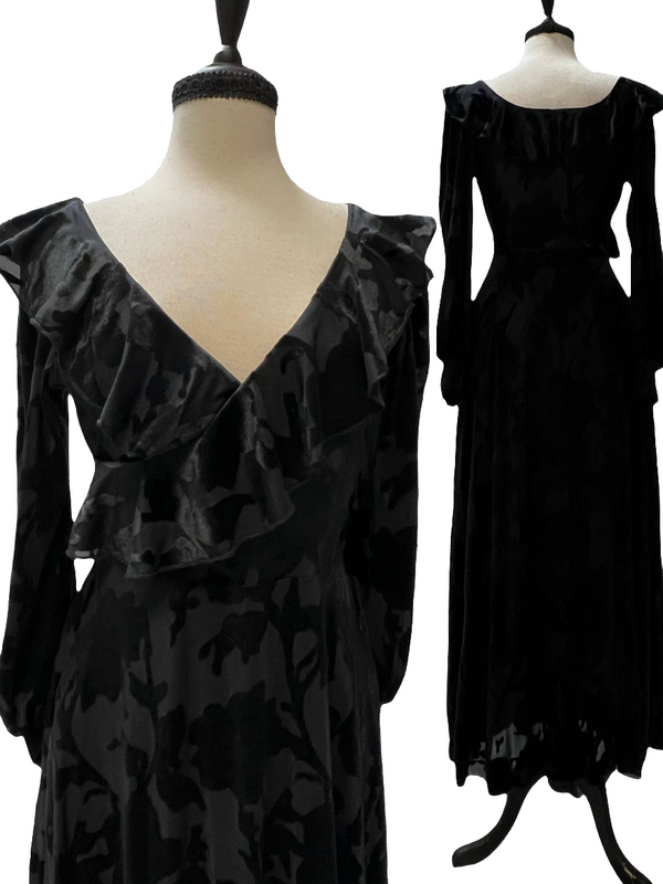 Penny Maxi Dress - Black Burnout Velvet