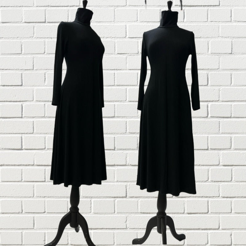 Poppy Midi Dress - Black Bamboo Knit