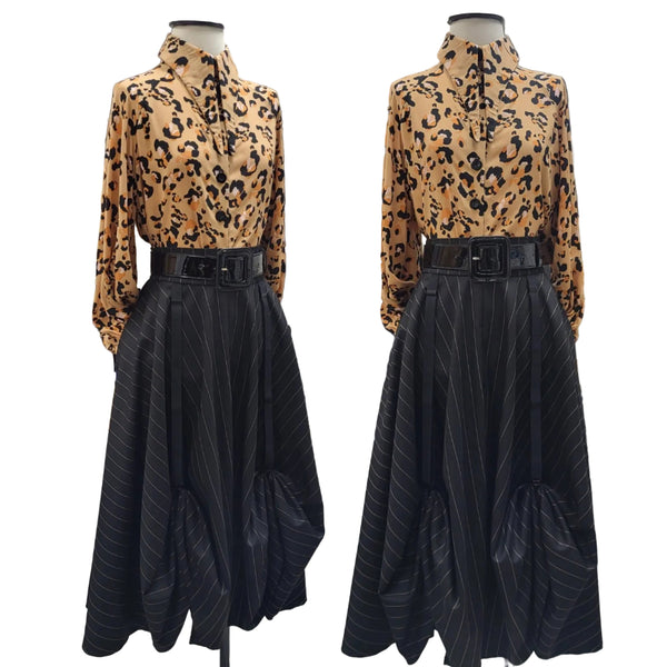 Ophelia Suspender Skirt - Pinstripes