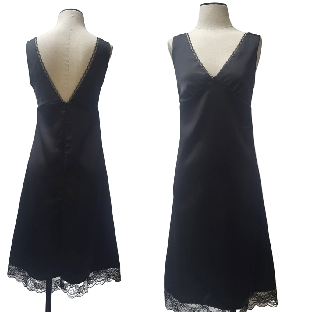 Avery Slip Dress - Black Satin