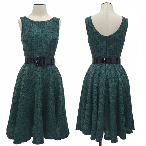 Jenni Dress - Green Glitter Tweed
