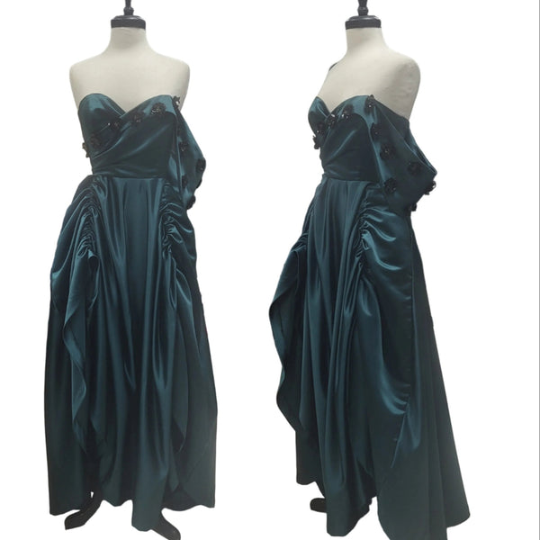 Charlotte Gown - Green Satin